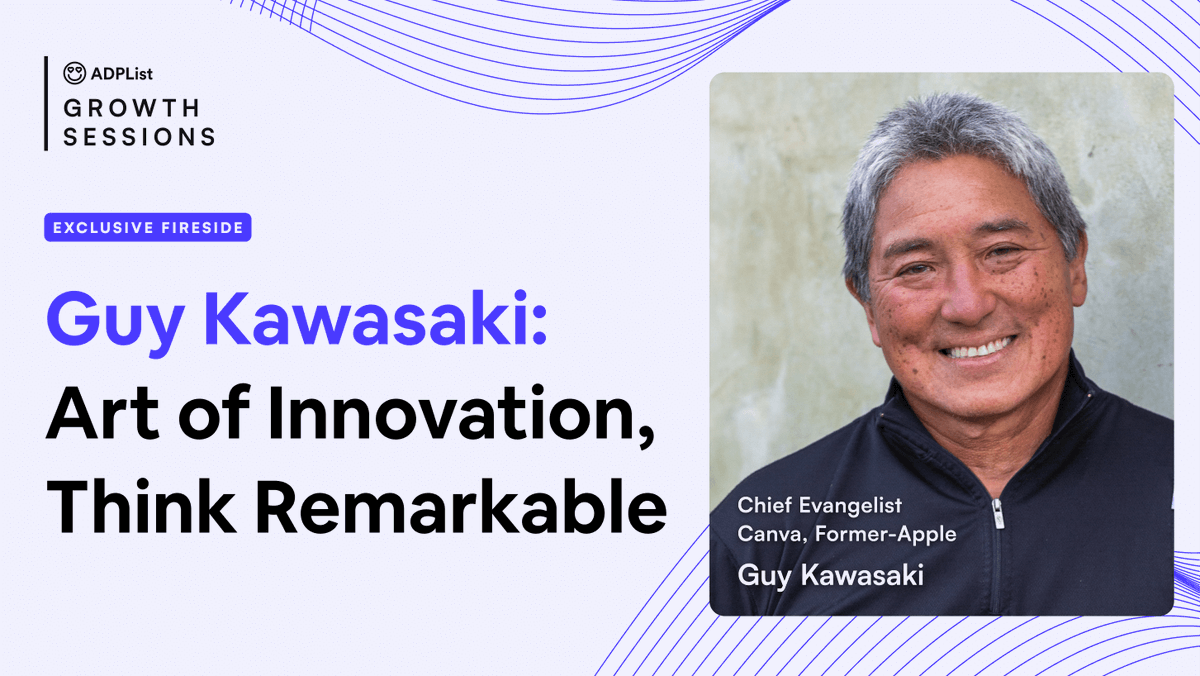 GuyKawasaki's tweet photo. Got some time for a conversation on the Art of Innovation and #ThinkRemarkable? 

Hosted by ADPList Co-founder, Felix Lee
Wednesday, 7/3/2024
6:30am (GMT -10:00) / 8:30pm PST
💻 📲 Register here: https://t.co/9JwRQdC68q 

#ArtofInnovation #ADPList https://t.co/uL4SsXao1D