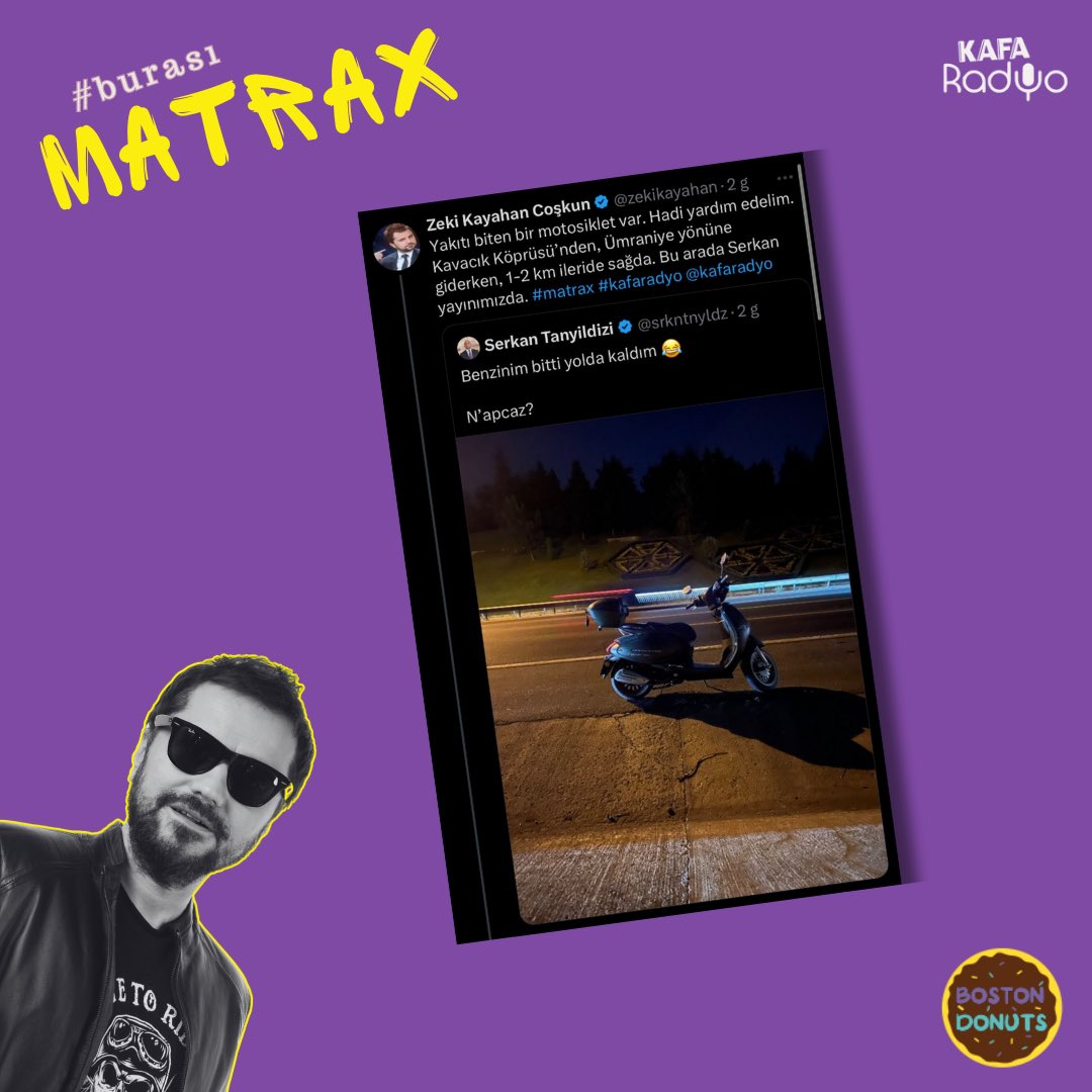 kafaradyo's tweet photo. Radyo sokağa, sokak radyoya taşınabilir mi?
Taşırız, #burasıMatrax 👊🏼
@zekikayahan
Boston Donuts’ın sunduğu Zeki Kayahan Coşkun ile Matrax hafta içi her gün 22.00’de KAFA Radyo’da.
#matrax #zekikayahancoşkun #kafaradyo #bostondonuts https://t.co/6OC0f1Y41u