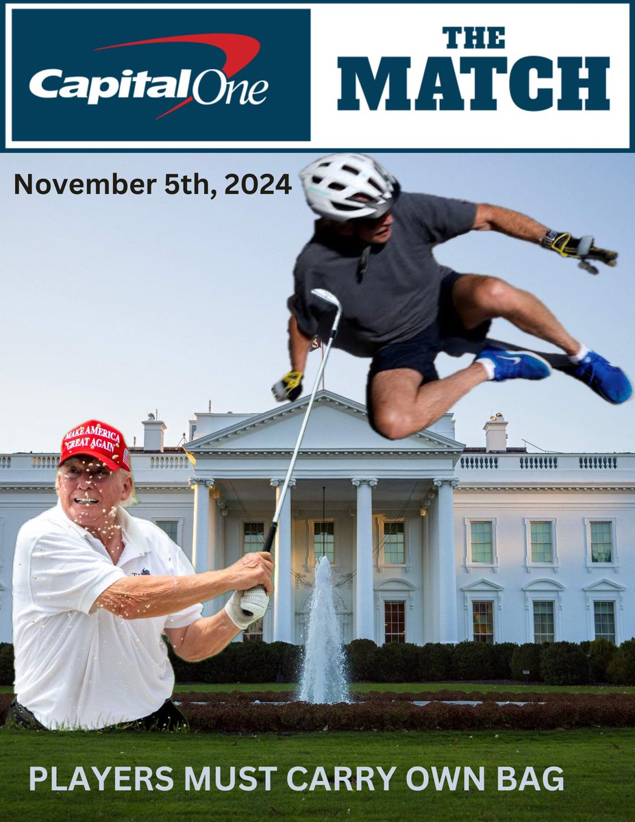 luchs_max's tweet photo. Forget about debates….
Let’s settle this like men. 

On the golf course.

The Match. 

For all the marbles.  

@JoeBiden @realDonaldTrump @b_dechambeau @PGATOUR https://t.co/G7kCz3n1lm