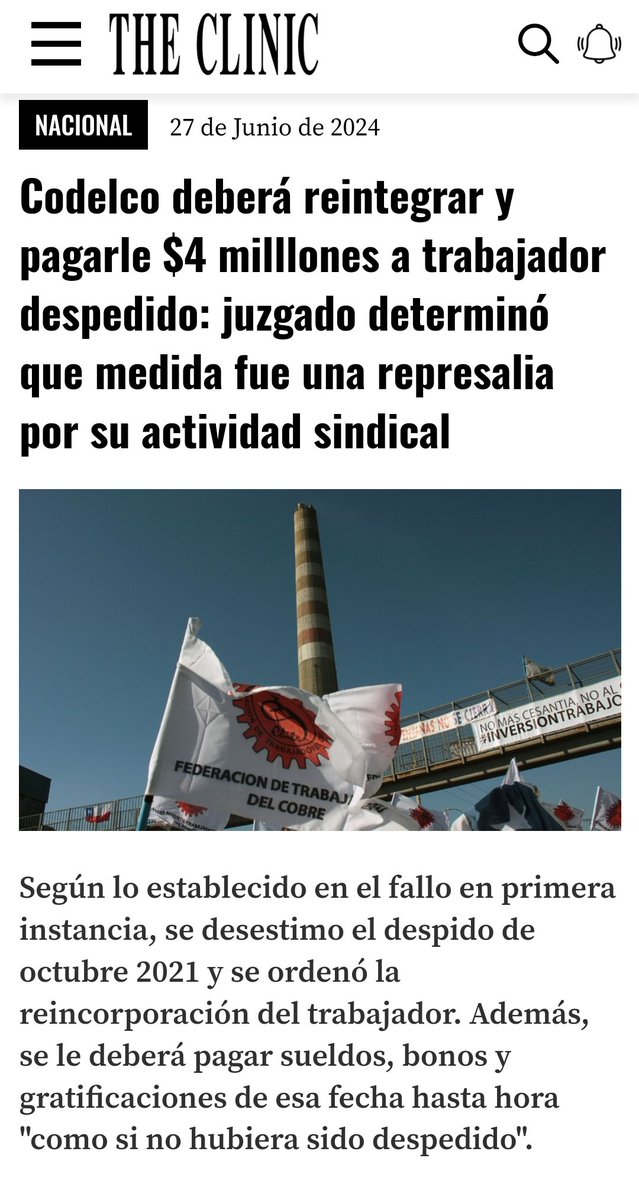 Exo_de_Codelco's tweet photo. Luego de casi 3 años sale a la luz @CodelcoChile y sus #PracticasAntisindicales. Seguimos 22 trabajadores en juicio por la misma causa!
@OITconosur @GobiernodeChile @chvnoticias @meganoticiascl @maximopachecom @24HorasTVN  @GabrielBoric @MinMineria_cl @MintrabChile @MinjuDDHH https://t.co/ggBgsjVDWh
