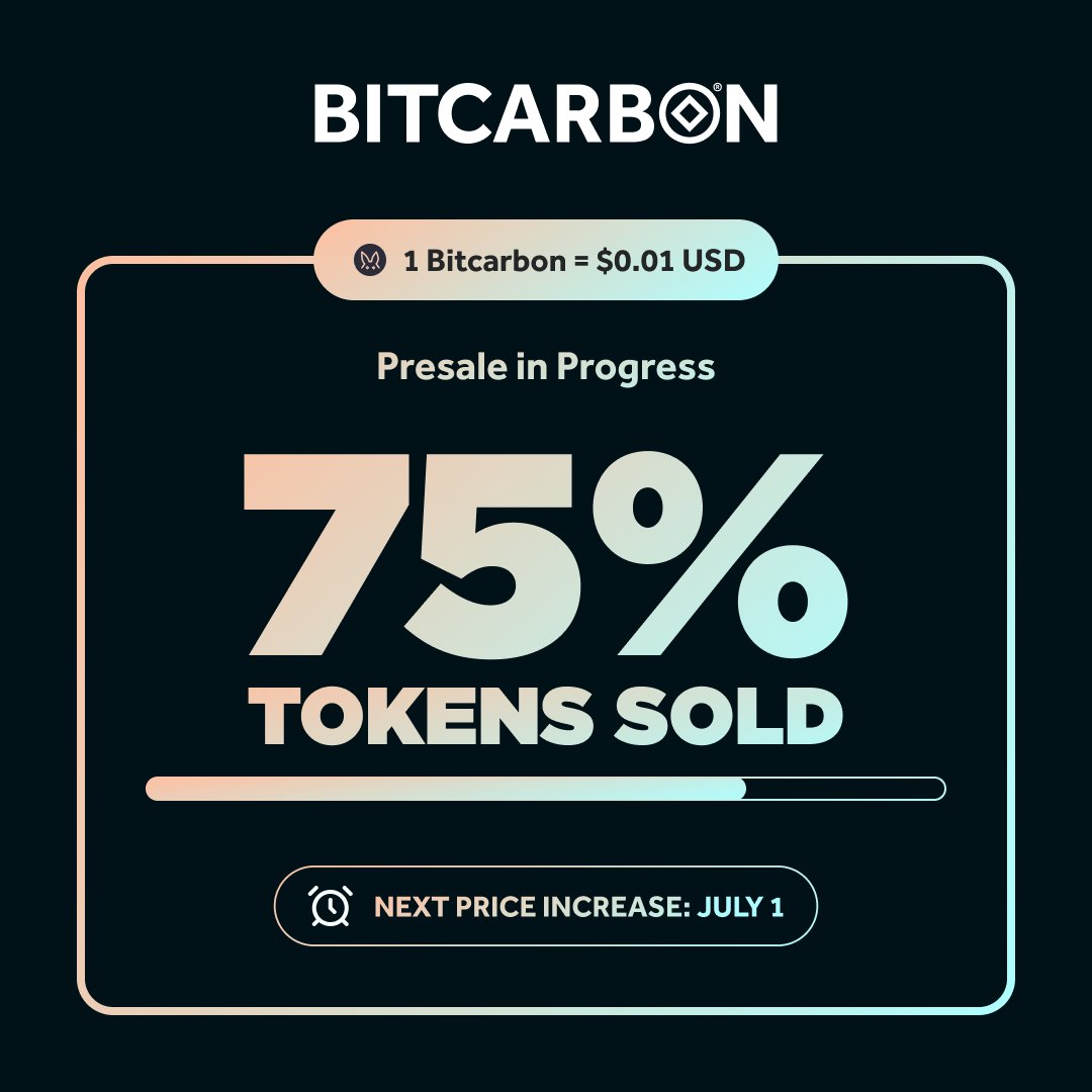 bitcarbon's tweet photo. π₯ Bitcarbon tokens are hot! π₯
Already 75% sold out in the presale.
Don't miss out before the next price increase on July 1st! π
Buy now: https://t.co/UXuyvfGRyx
@hedera @DiamondStandard #Crypto #Blockchain #Bitcarbon #FridayVibes https://t.co/Lgq7aOExok