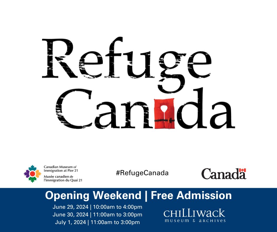 Refuge Canada opens tomorrow, June 29, 2024, at the Chilliwack Museum!

Refuge Canada is a travelling exhibition created by the Canadian Museum of Immigration at Pier 21.

The Museum is open for extended hours this weekend with free admission.