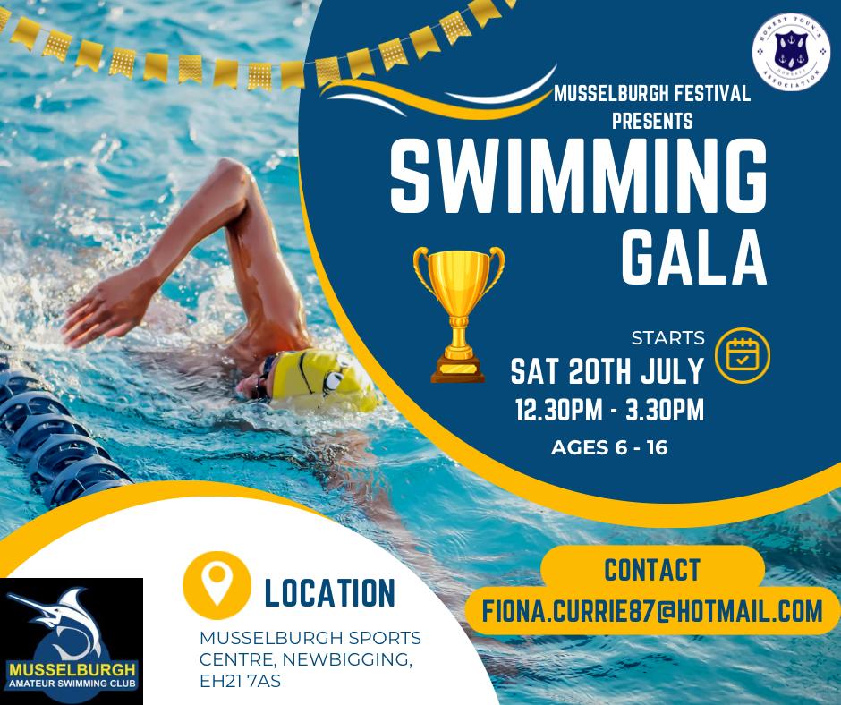 Join us for the 2024 #MusselburghFestival Swimming Gala on Sat 20th July. The Gala is open to children aged 6-16 and will feature special guest Cameron Brodie!  Please register your interest via : fiona.currie87@hotmail.com