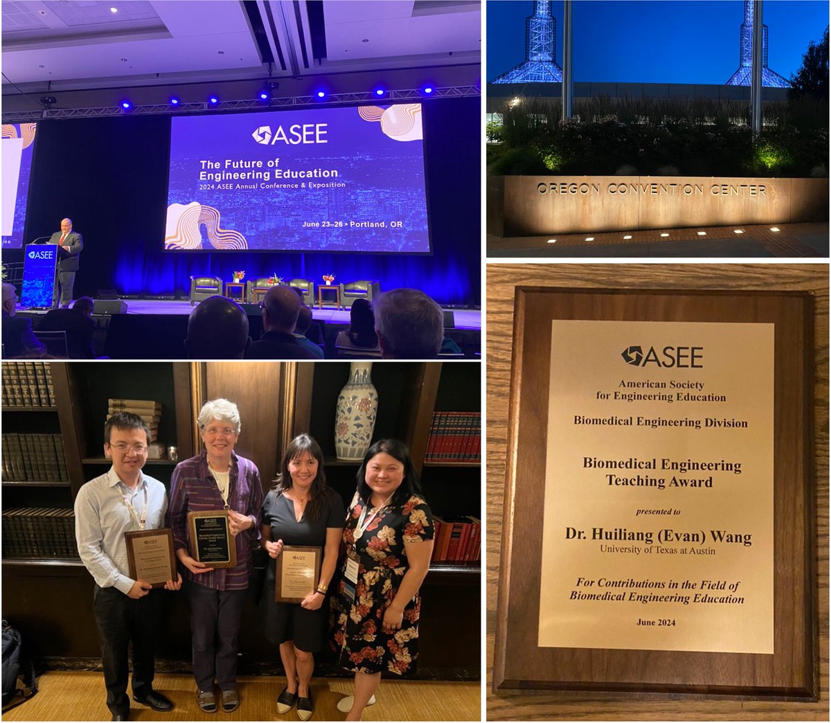 whl0903's tweet image. Glad to finally attend the ASEE National meeting @ASEE_DC after I started at ASEE student chapter at Stanford (served as Vice President) so many years ago. Truly appreciate my colleagues at @UTBiomedical for nominating me for the ASEE Biomedical Engineering Teaching award!