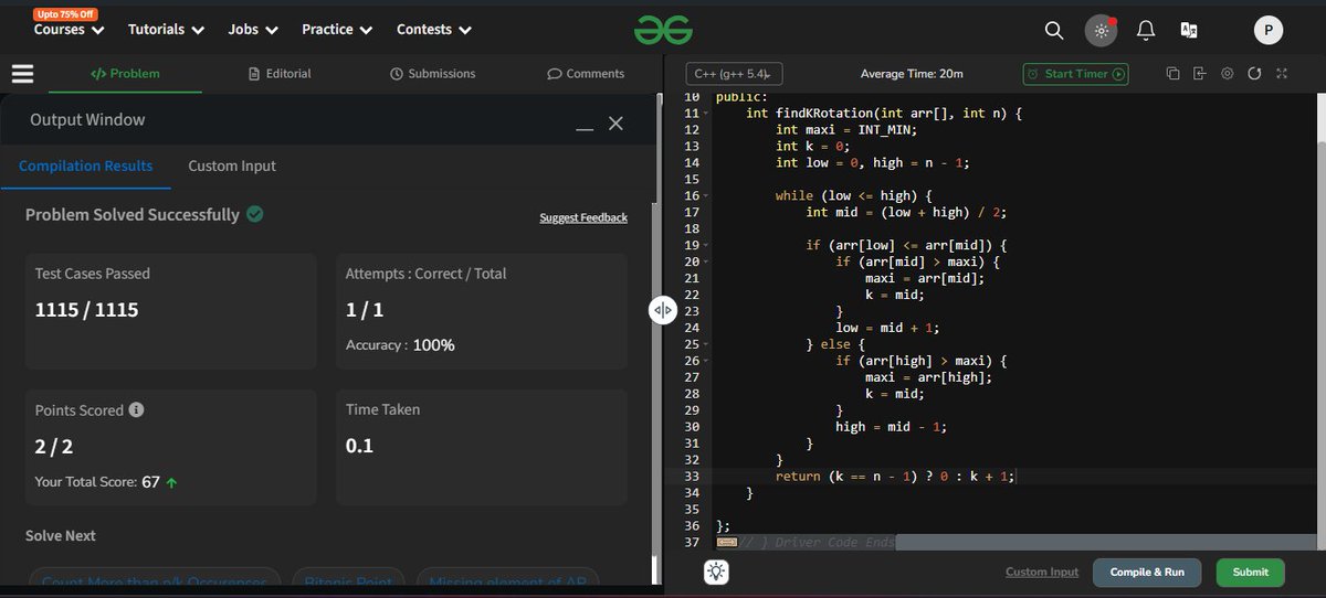 ParbhatSharma29's tweet image. Solved more binary search problems on 1D array and only two problem remains. Here are the problems I solved today.
@striver_79 #learninpublic #dsa #cpp #leetcode