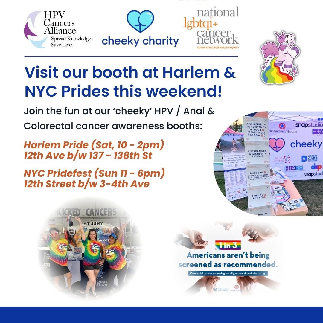 HPVAlliance's tweet photo. 🌈 Ready for PRIDE? Stop by our booth at Harlem &amp; NYC Prides this weekend! 🎉 Let's have fun while spreading the word about HPV, anal, and colorectal cancer awareness. See you there! 🏳️‍🌈

#NYCPride #HarlemPride #HPVCancersAlliance #CheekyCharity #CancerAwareness #PRIDE2024 https://t.co/Xc6ZkgbcFu