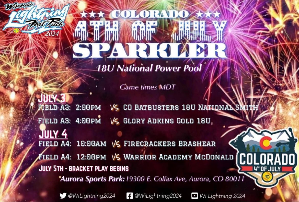 Excited to be in the National Power Pool in Colorado next week playing against great competition. 

Profile Pages: bit.ly/3lQsEVq
GameChanger: Wisconsin Lightning 2024

#LightningPride