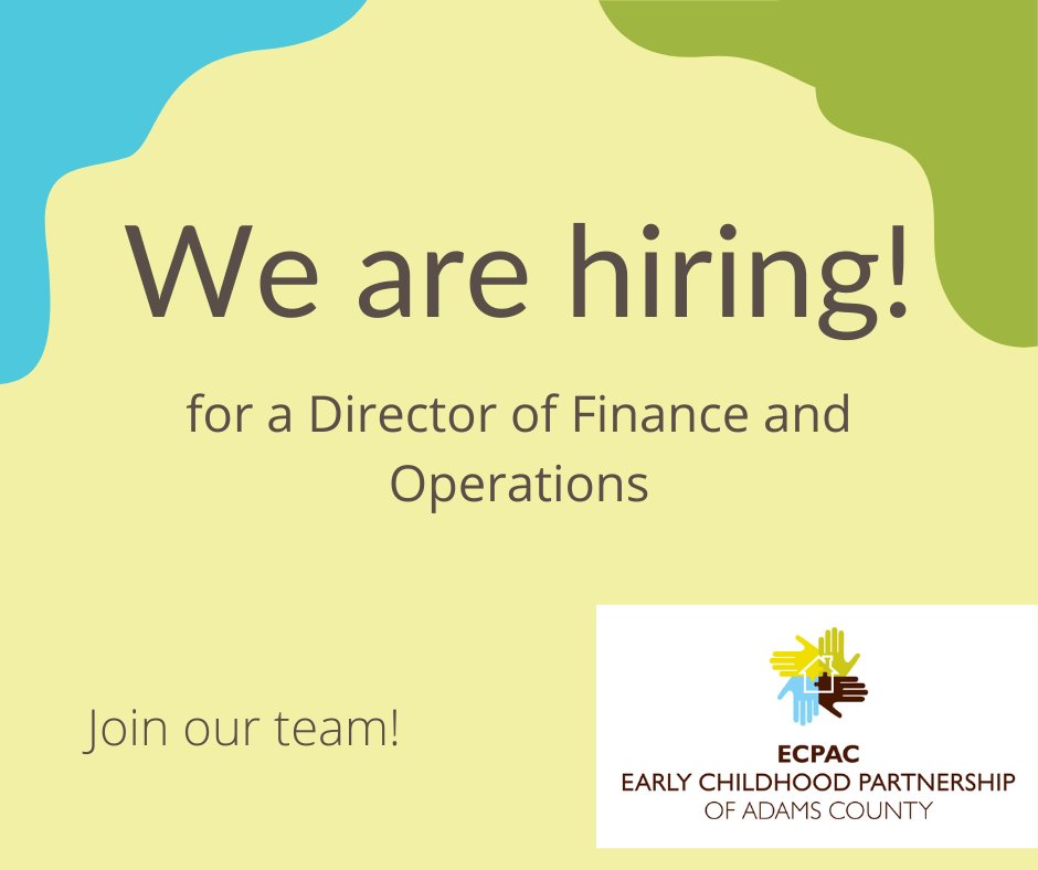 Help us find our next Director of Finance and Operations!
Find out more: ecpac.org - Scroll down to "Jobs in Early Childhood"
#Director #Finance #Operations