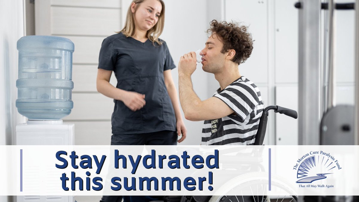 CureMorton's tweet image. Stay hydrated, it&apos;s hot out! Proper #hydration is crucial, especially for those with #SCIs. #Dehydration can lead to serious complications like kidney stones and UTIs. Drink plenty of water and electrolyte-filled beverages this season. Stay cool and hydrated, friends!