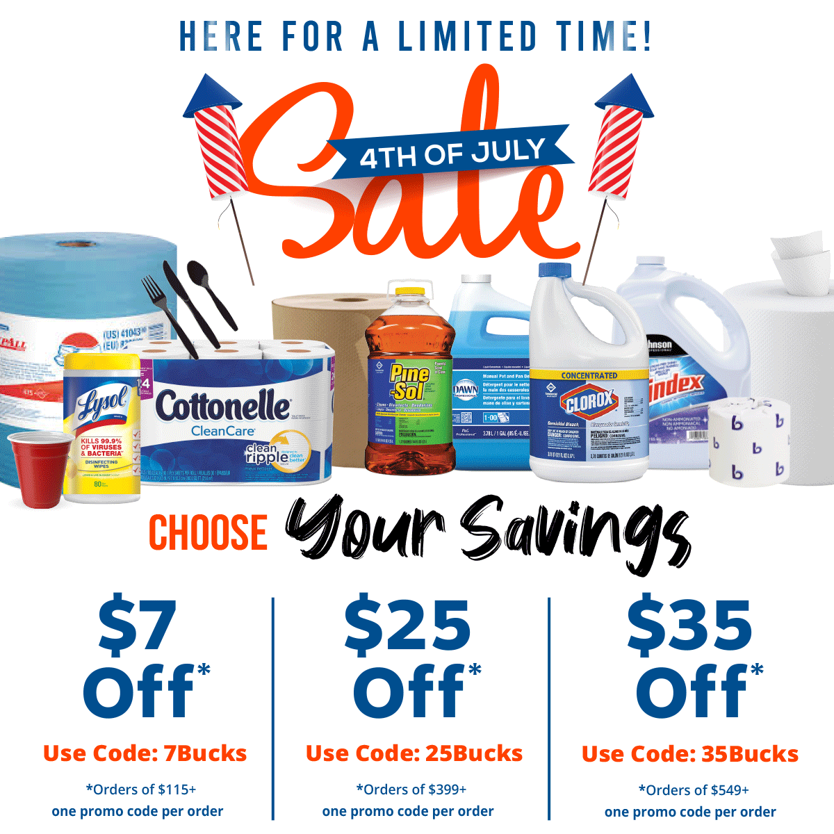 🇺🇸 4th of July Savings Event is Here! 🇺🇸

Huge Price Reductions on 1000's of Wholesale Products Plus Choose Big Savings Off Your Order! Hurry, Offers for a Limited Time Only

cleanitsupply.com