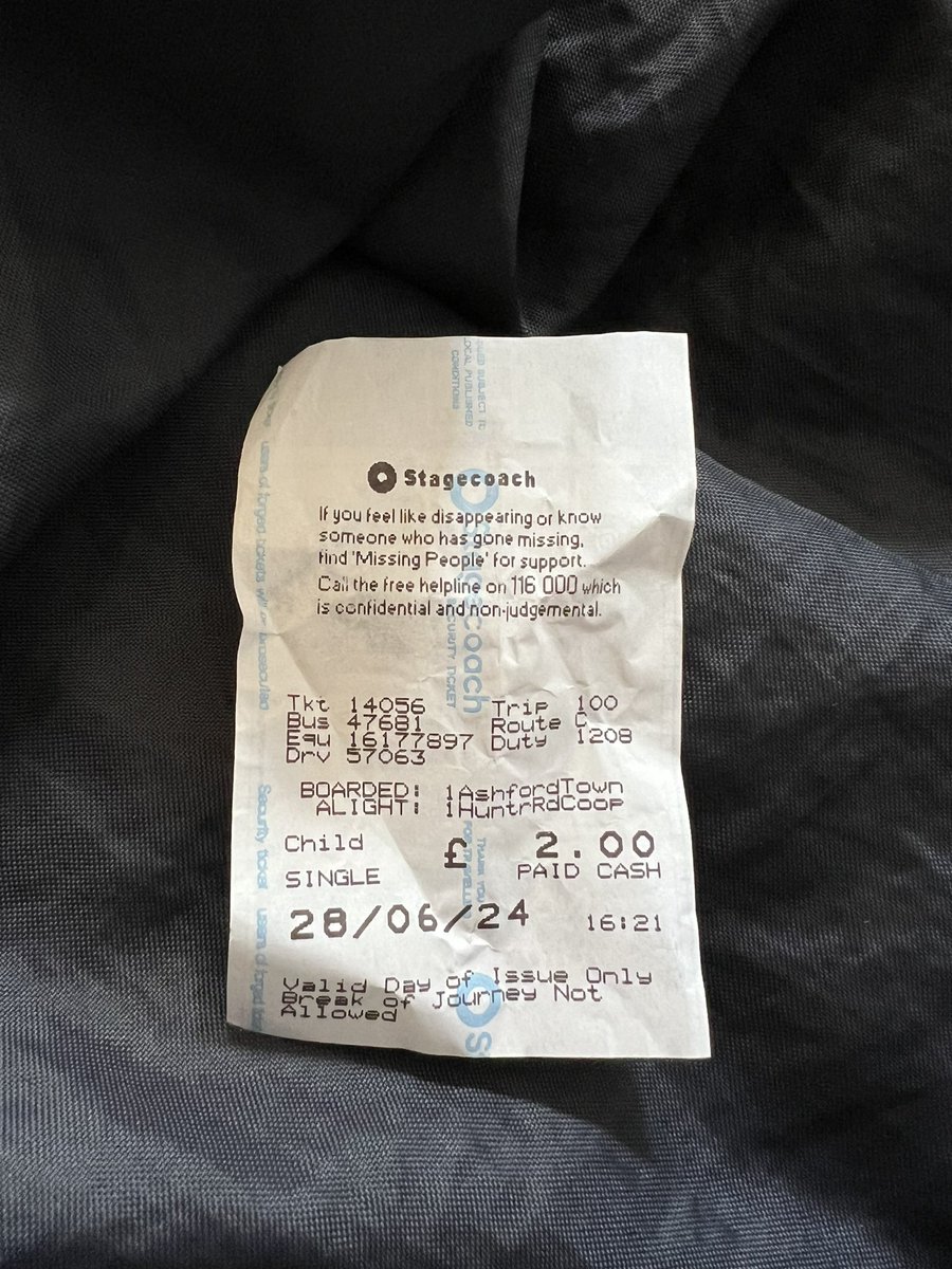 dc4569's tweet photo. @StagecoachSE Adult Fare is £2 and so is child fare now on Stagecoach.  He’s lost his disabled bus pass and has to buy bus tickets until a new one is issued.  He has a photo of the bus pass. https://t.co/Y4BmpOy5Kd
