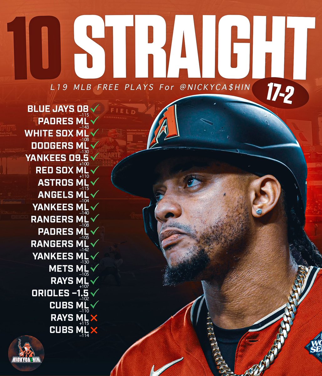 11 STRAIGHT MLB FREE WINNERS?? ⚾️👑

10-0 (100%) Last 10 | 17-2 (89%) Last 19📈

600 LIKES + RETWEETS &amp; I DROP IT 💣

LEGENDARY RUN ON #GAMBLINGX 🎯