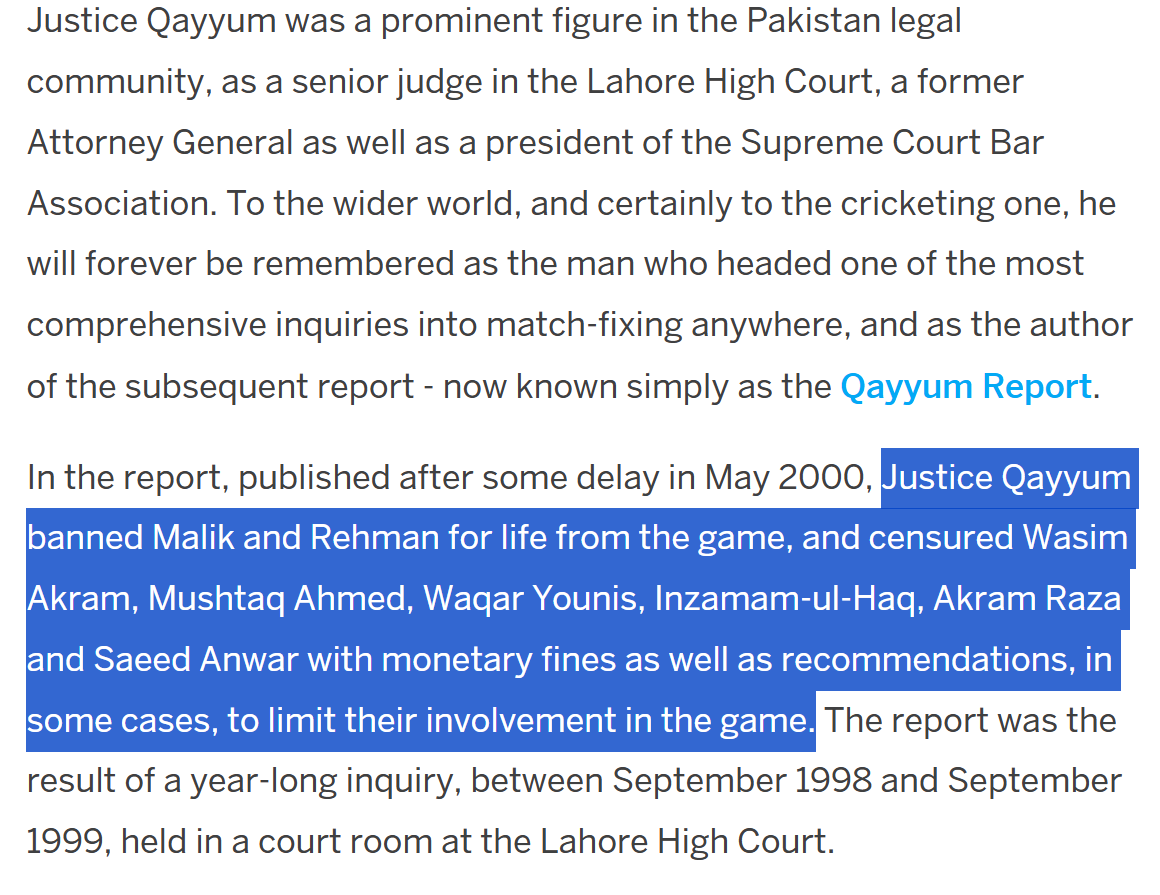 Liberal_Hindu's tweet photo. This what Qayyum report on Match Fixing said about @Inzamam08, this man with a long crab infested beard was fined by the commission and PCB was asked to keep him away from the sport as far as possible. In Pak if u hav got a dadhi u can get away with anything &amp; I mean ANYTHING... https://t.co/t7qbrZfkSv