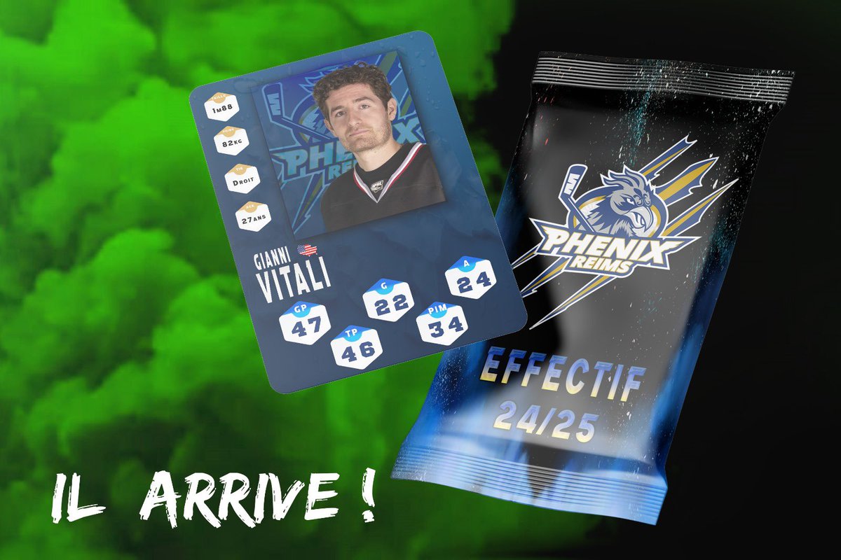 🚨↔️T R A N S F E R T S     2 0 2 4 - 2 0 2 5

Arrivée ✅🔜

Nous avons le plaisir de vous annoncer la venue de l’attaquant américain Gianni Vitali au sein des Phénix pour la prochaine saison, en provenance du club de Bees IHC (NIHL).

Welcome, Gianni !