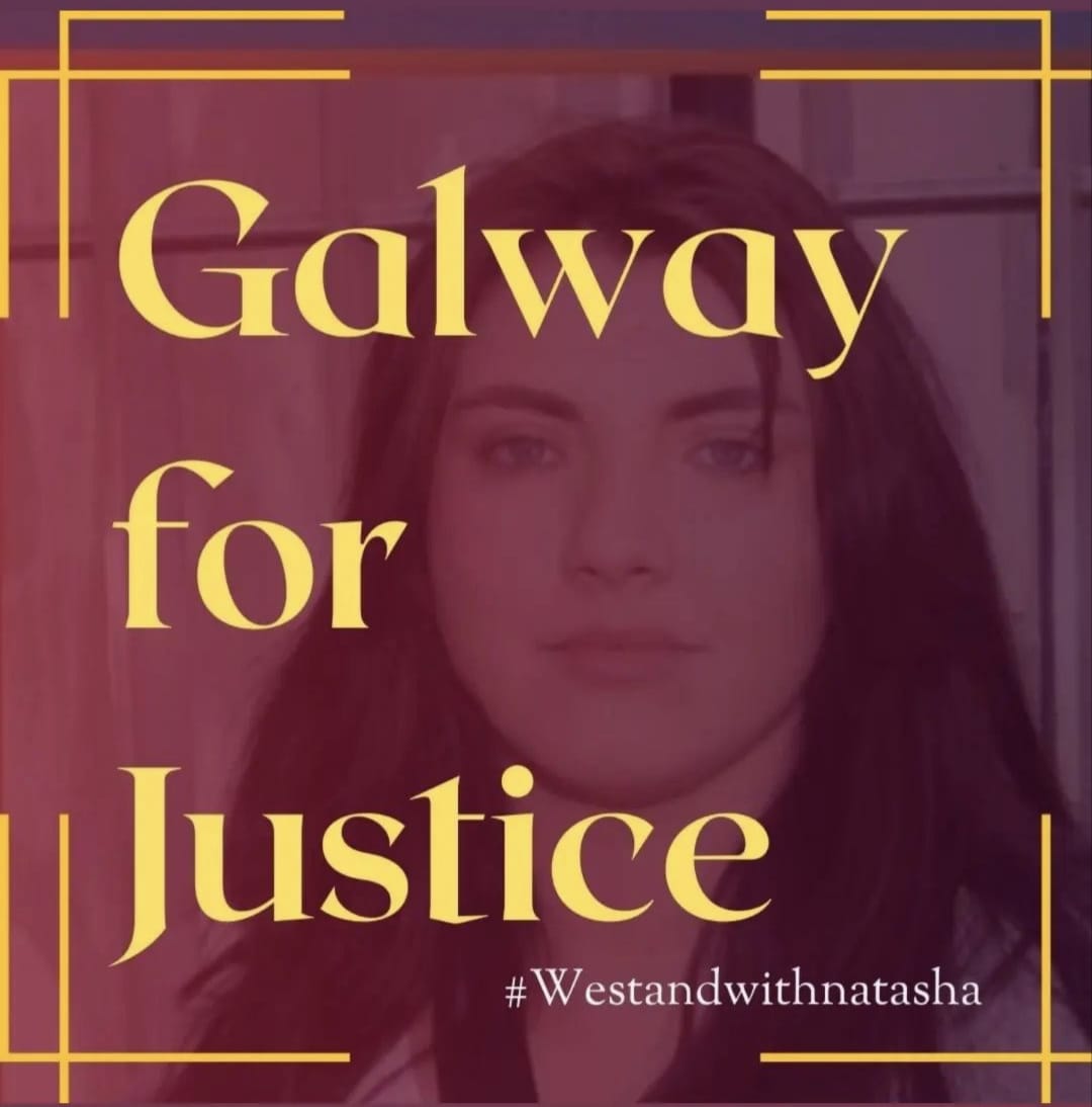 Join us to protest - TONIGHT 7pm at Galway City Courthouse. 📢

Bí linn don agóid - ANOCHT 7pm, Cearnóg Theach na Cúirte, Gaillimh.

#IStandWithNatasha #YesAllWomen