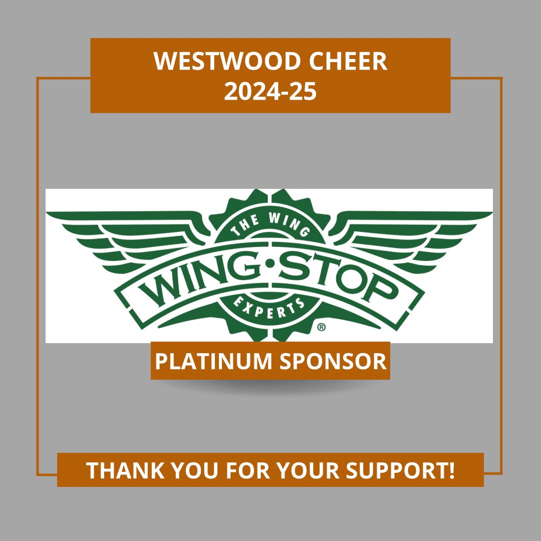 Happy to announce our local <a href="/wingstop/">Wingstop</a> as a 2024-25 sponsor for Westwood Cheer! Thank you so much for the support! 🧡