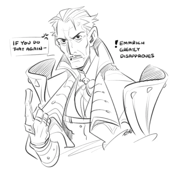 Quick sketch. Just wanted to draw him mad again. #DragonAge #EmmrichVolkarin 