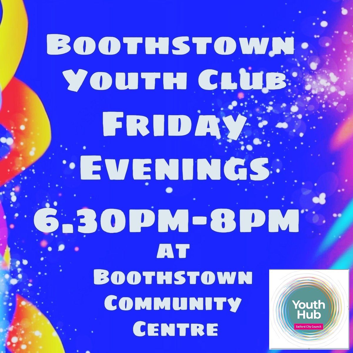 salfordyouth1's tweet photo. Not sure what to do tonight? Our youth workers will be at Boothstown Community Centre - 6.30pm - 8pm for 11 - 18 year olds.

#Boothstown
#Salford
#YoungPeople
#YouthCentre https://t.co/7JSZ9SOza4