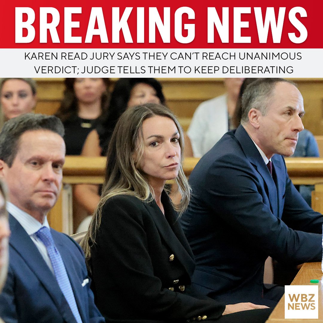 Karen Read trial jury says they can't reach a verdict, judge tells them keep deliberating cbsnews.com/boston/news/ka…