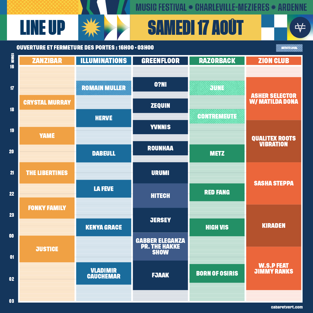 CabaretVert's tweet photo. Encore plus attendu que le soleil, nous avons le plaisir de te présenter :

✦ LE RUNNING ORDER 2024 ! ✦

RDV du 15 au 18 août pour 4 jours de folie et une programmation d'exception !

Achète ton billet 👉🏼https://t.co/DQ8nPXYTvn

Les horaires précis arrivent très vite !
#CV24 https://t.co/vIvZsc9LZH