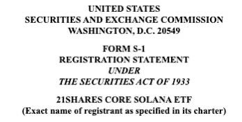 AshCrypto's tweet photo. 🚨 BREAKING 🚨 

21SHARES FILES S-1 FOR SOLANA ETF

BULLISH FOR $SOL 🔥 https://t.co/Y2CGD899Jg
