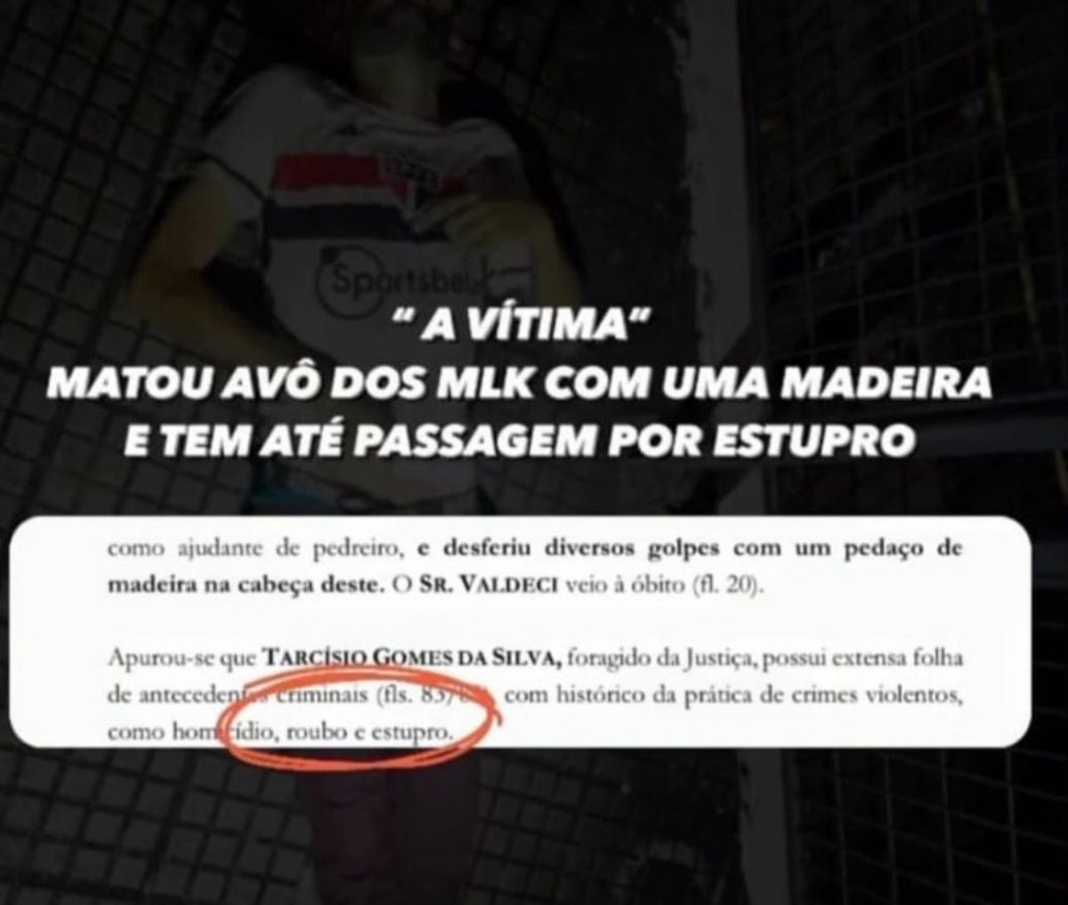 baudorio's tweet photo. ⚠️JÁ FOI TARDE: Investigação aponta que Tarcísio Gomes da Silva, assassino do avô de Nino Abravanel, tinha uma extensa ficha criminal, incluindo o crime de estupro.

Acompanhe todo o caso: https://t.co/JAhIm11oaB https://t.co/vwDOka4cOG
