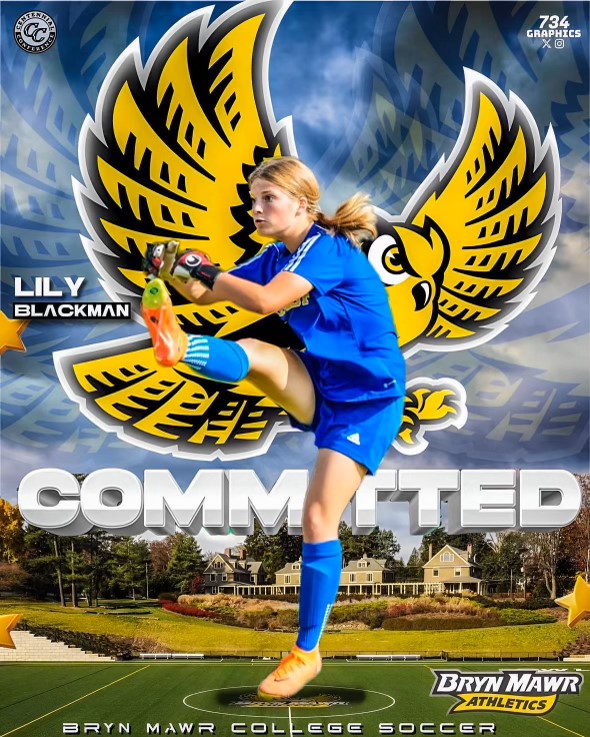 lilyblackman_25's tweet photo. I am so excited to announce my verbal commitment to continue my academic and athletic career at Bryn Mawr College! I cannot describe how grateful I am for this opportunity – thank you, Coach Claire Scanlan!
I would like to thank all of my coaches who have helped me grow through my soccer journey. I could not have reached this milestone without the coaching I have received from each and every one of you. Most importantly, I would like to thank my Mom for everything – the countless hours of driving, helping me send emails before every big tournament, and truly being my biggest support system. I would never have grown into who I am today without her constant support and guidance. Thank you, Mom, for being my hero.
#goowls @brynmawrsoccer