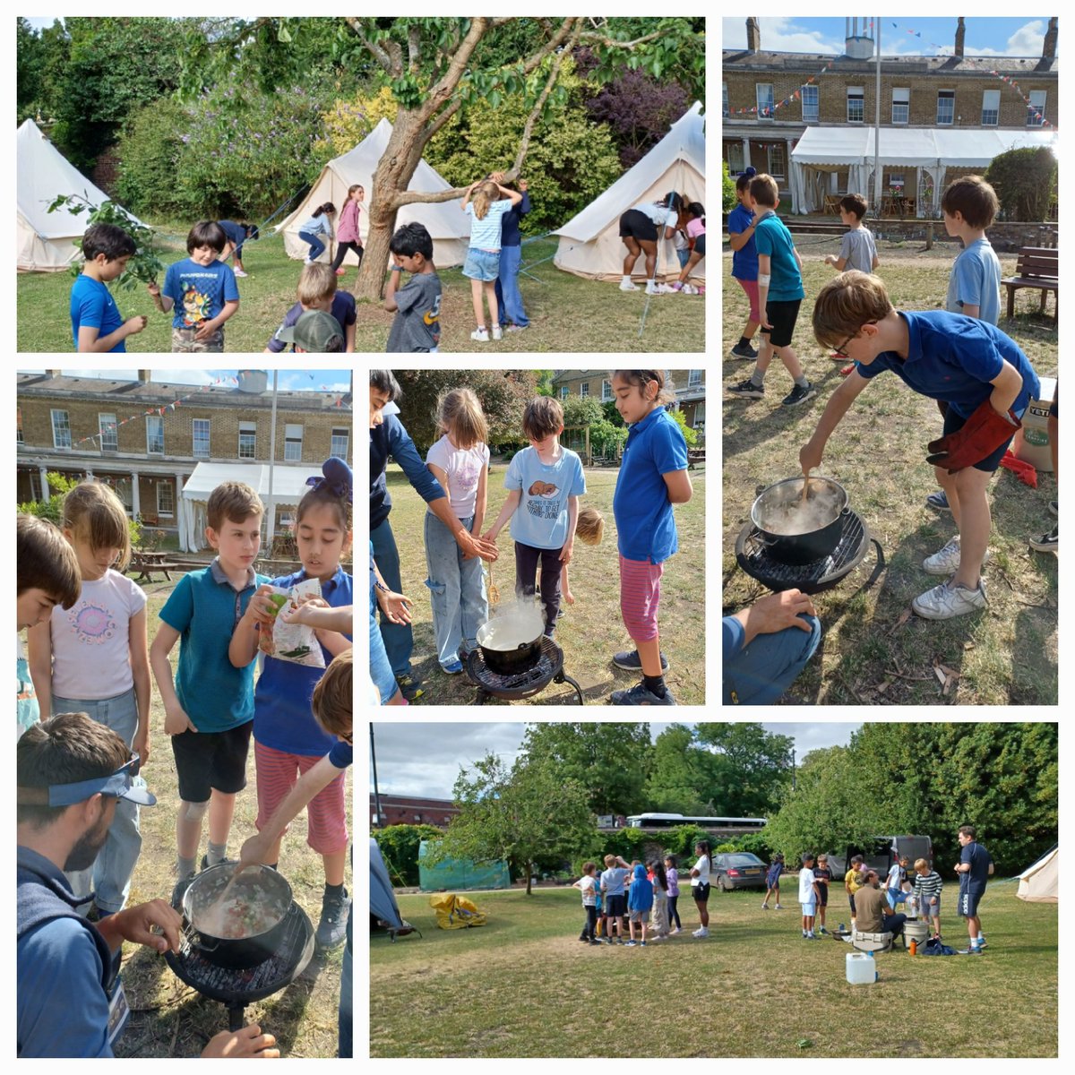 stgwindsor's tweet photo. Year 4 are enjoying cooking their supper in the open air #teamwork https://t.co/uC9mN6Yjkq