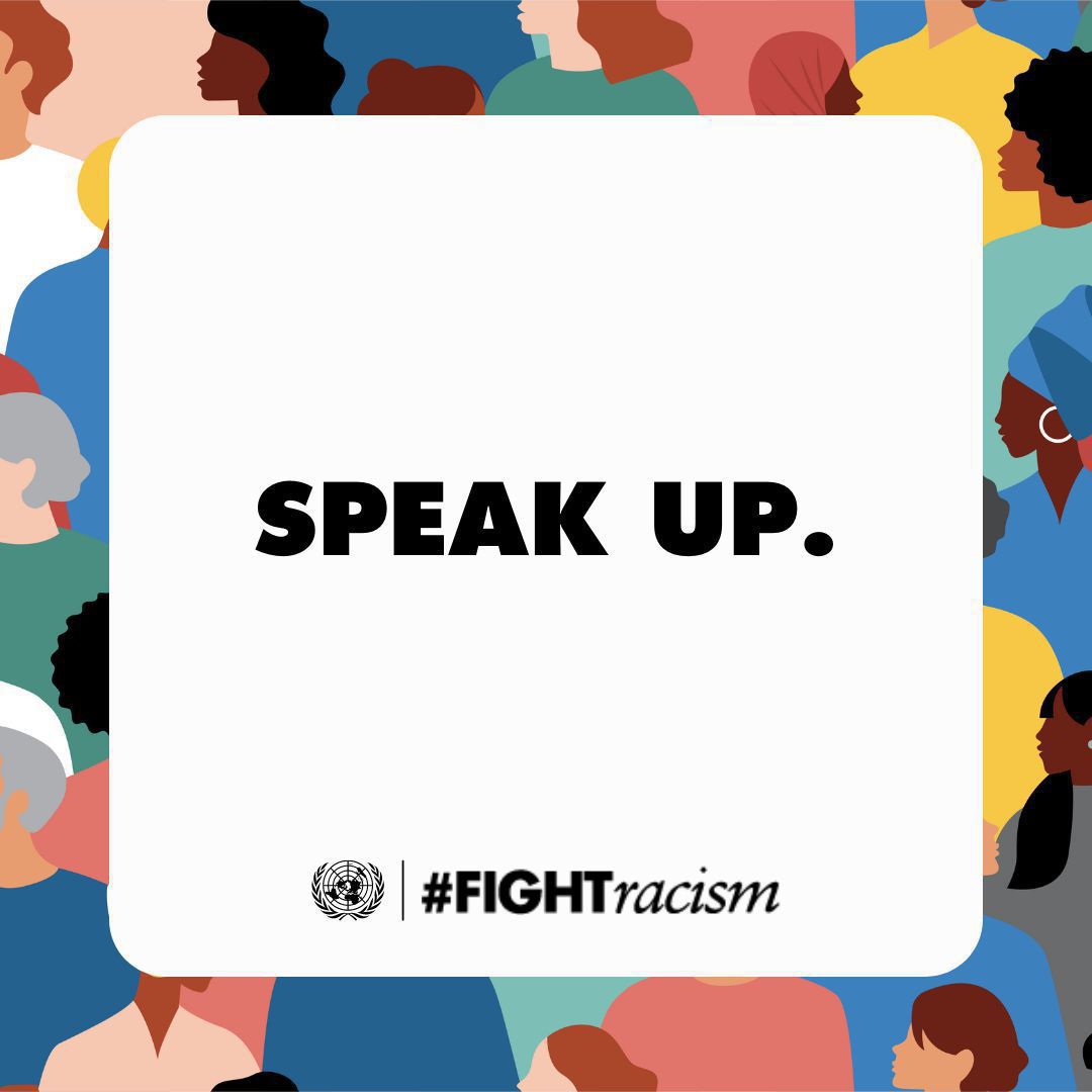 UN's tweet image. Racism, intolerance &amp;amp; discrimination tear at the fabric of our societies, which is a tragedy for all of us.

But everyone, everywhere can take action to spread compassion &amp;amp; acceptance.

Get ideas about how you can #FightRacism. un.org/en/fight-racism