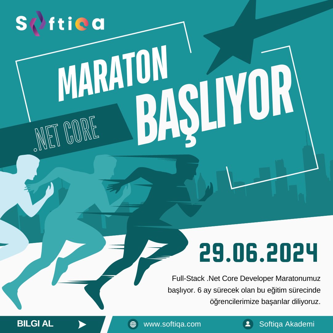 softiqaa's tweet image. Maraton Başlıyor!
#SoftiqaAkademi #NetCoreDeveloper #YazılımEğitimi #KayıtZamanı #OnlineEğitim #KariyerFırsatları