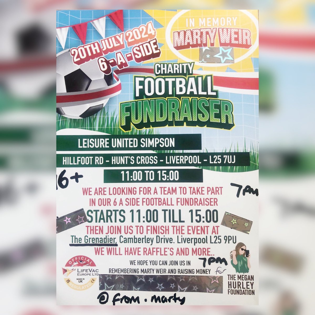 meganhurleyfnd's tweet photo. 20/07 📅 In memory of Marty Weir, his devoted family is organizing a charity football fundraiser with all proceeds going to the Megan Hurley Foundation. Let’s support Clare &amp; Marty Weir in this noble endeavor. 

Learn more: @from.Marty on Instagram

Thank you, Clare &amp; Marty! 🧡 https://t.co/ZCx2wCv8X6