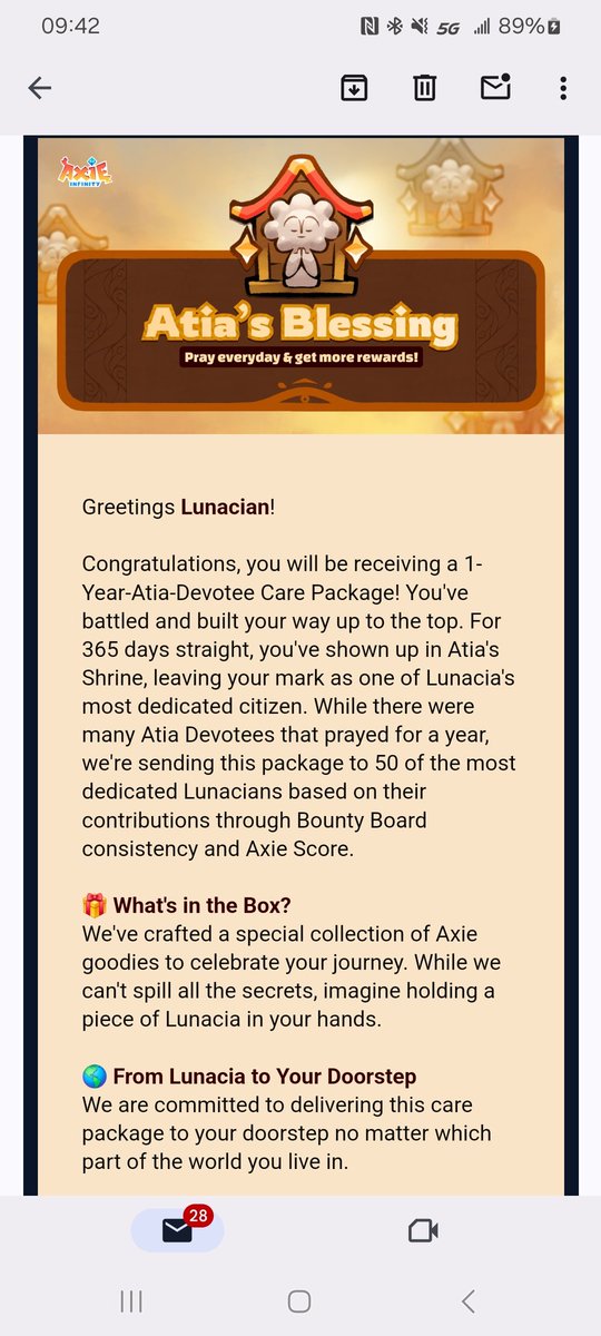 This made my day!  Very happy to see <a href="/AxieInfinity/">Axie Infinity</a> taking care of their most loyal supporters. Can't wait to see what's inside!
<a href="/Jihoz_Axie/">Jihoz.ron</a>
