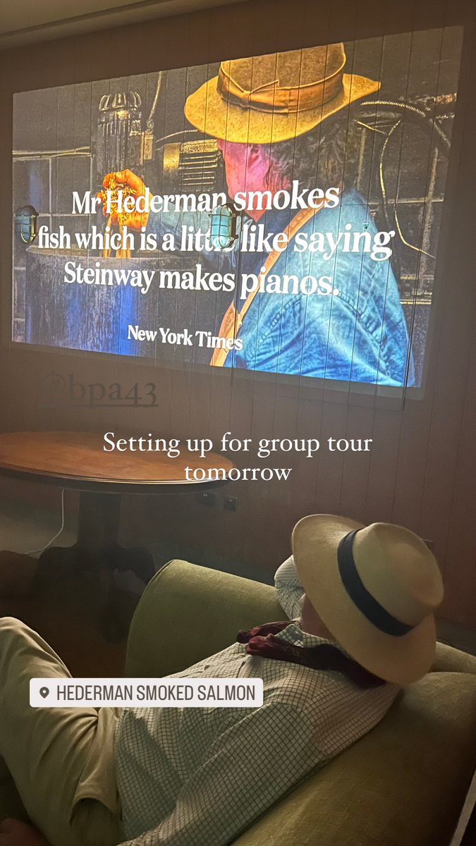 #consistency. Frank in his smoking and his headwear’s these are #projections onto our Tasting Room wall. They bring the process alive if you happen to visit when production is finished for the day. #Cobh #foodtours #smokehouse