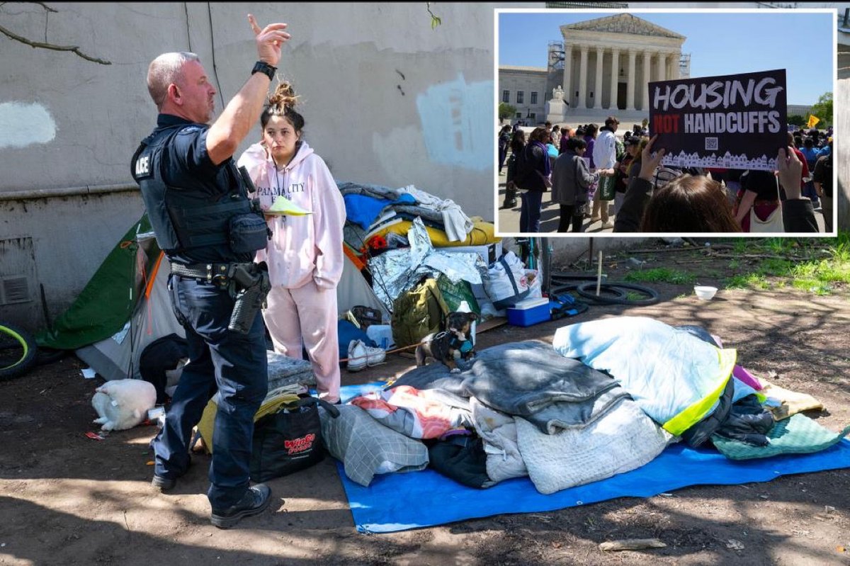 DailyLoud's tweet photo. The Supreme Court ruled today that people without homes can be arrested and fined for sleeping in public spaces. https://t.co/Yvxo46xZMh