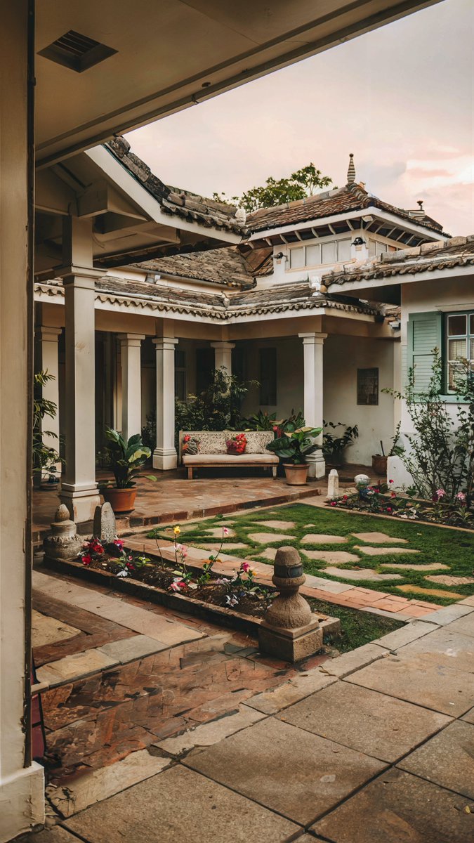 sidharthgehlot's tweet photo. Traditional South Indian homes &amp; their courtyards 😍 https://t.co/100HnFoWMX