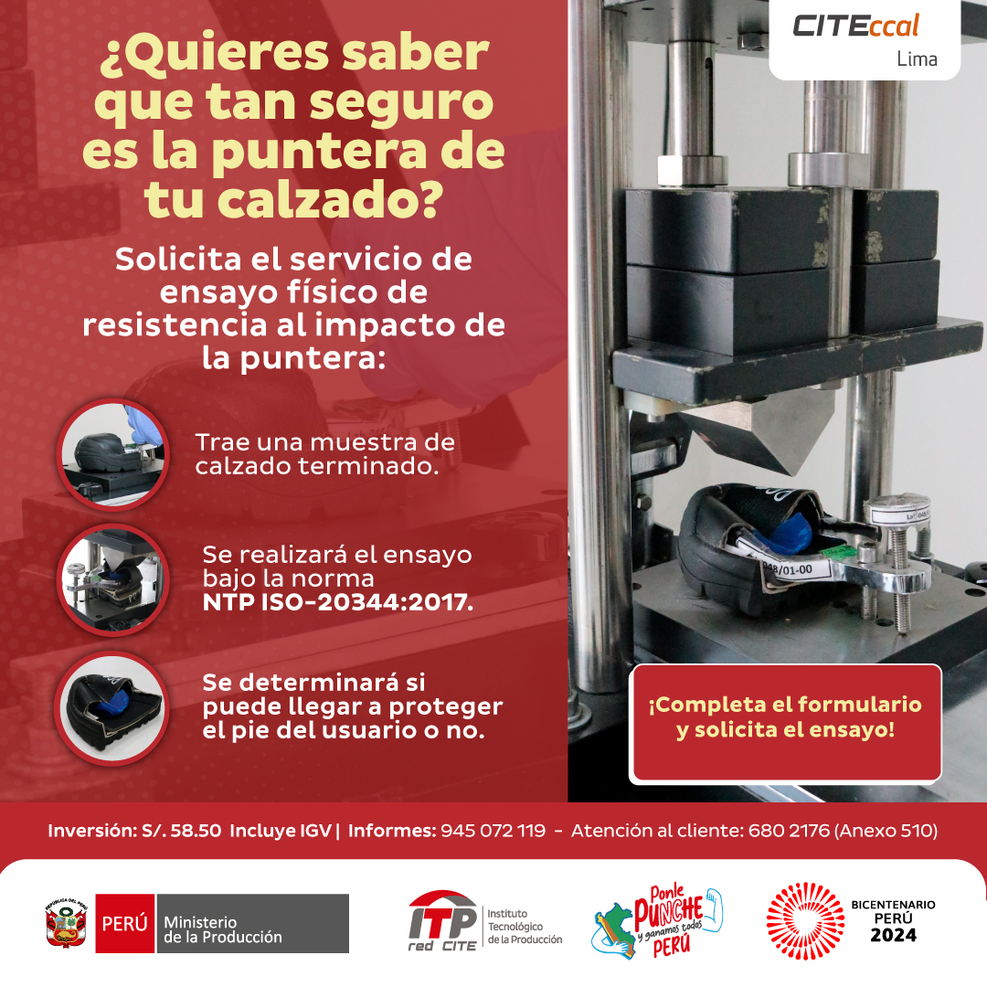 CITEccal's tweet photo. ¿Eres fabricante de calzado de seguridad y deseas conocer qué tan seguro es la puntera de tu producto?
Solicita el ensayo físico de impacto en puntera.
Completa el formulario: https://t.co/1OLRXl9Sng https://t.co/IszuzLeeXP