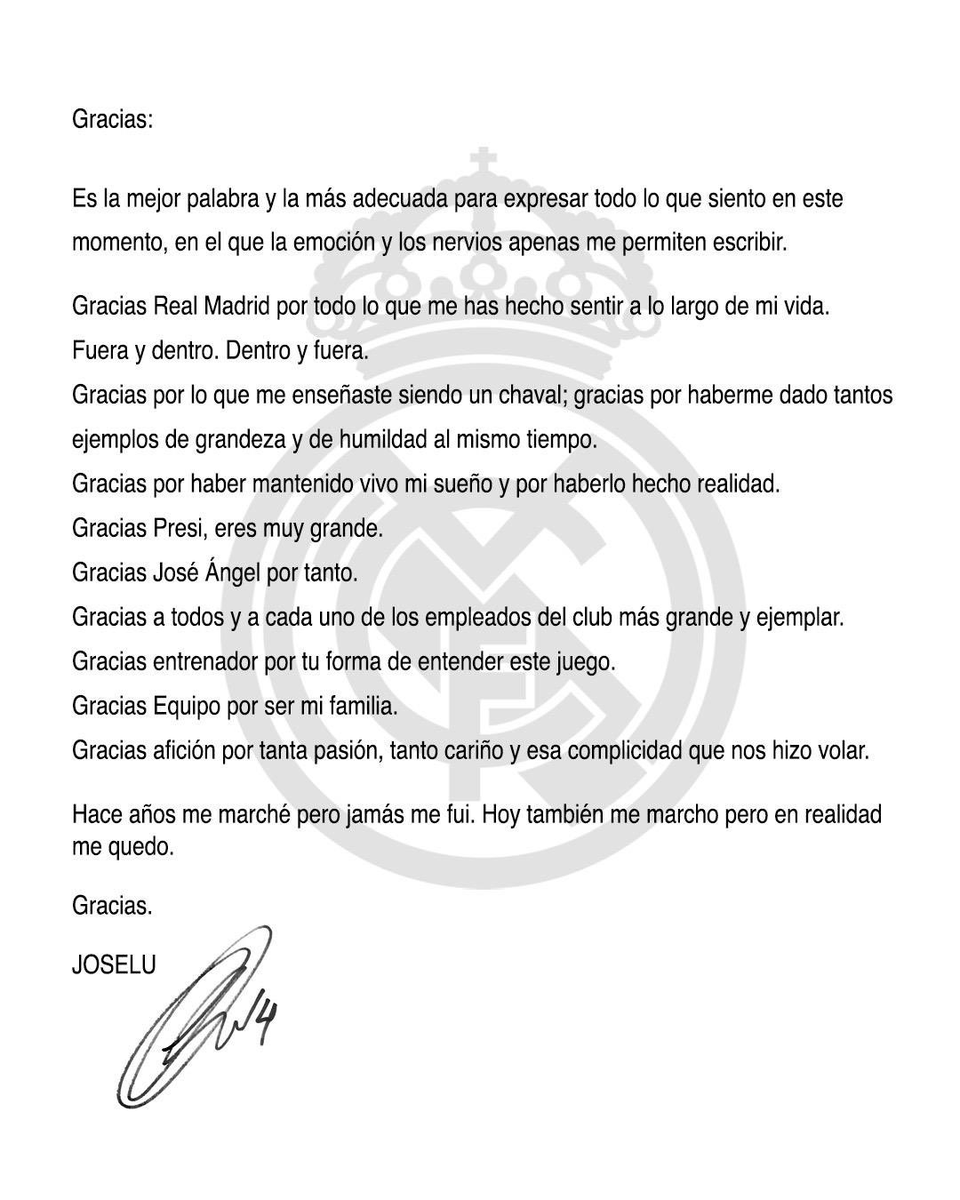 elchiringuitotv's tweet photo. 🤍 "GRACIAS REAL MADRID por TODO lo que me has HECHO SENTIR a lo largo de mi VIDA."

🤍 "GRACIAS AFICIÓN por tanta PASIÓN, tanto CARIÑO y esa COMPLICIDAD que nos HIZO VOLAR."

🥹 @JoseluMato9 se DESPIDE del MADRIDISMO.

Vía: Twitter Joselu. https://t.co/O2lcsOoE2s