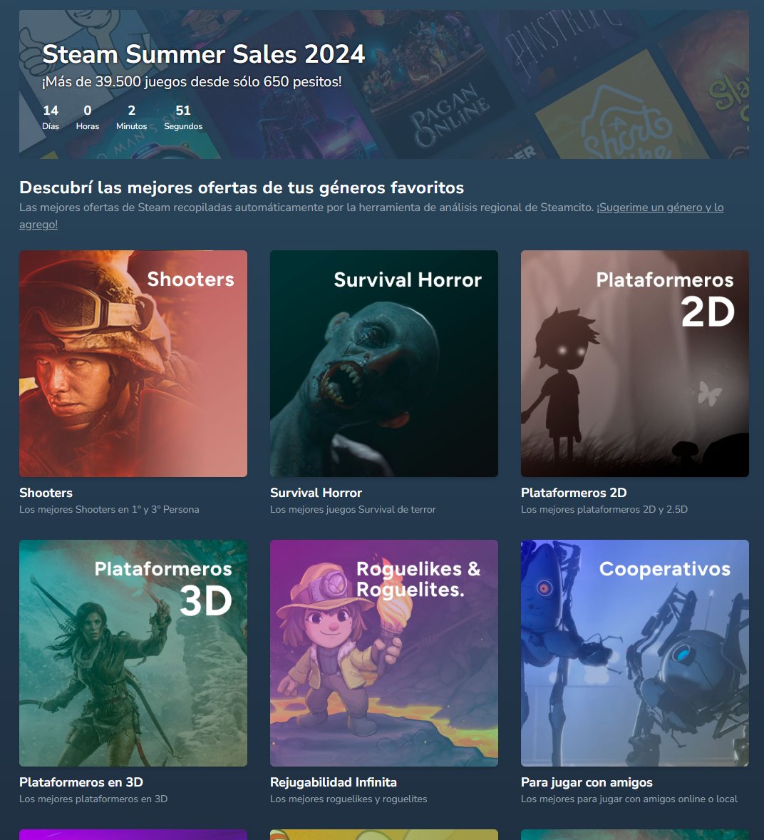 steamcito_ar's tweet photo. Gente, acabo de lanzar la nueva web para que descubran las mejores ofertas en Argentina de sus géneros favoritos!

Cuenta con más de 5.000 juegos arrancando desde sólo 650 pesitos y ofertas de hasta 95% OFF. ¡Pásense un ratito que algo van a encontrar! 👇 https://t.co/kgHlNyYbsc
