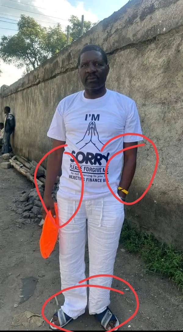 omwambaKE's tweet photo. This  Photos Circulating online of Nakuru Town East MP David Gikaria apologizing for voting Yes  For the Finance Bill 2024 by wearing t-shirts branded 'I'm sorry' alongside his wife is Pure Photoshop 😂 https://t.co/QhUU70sUGP