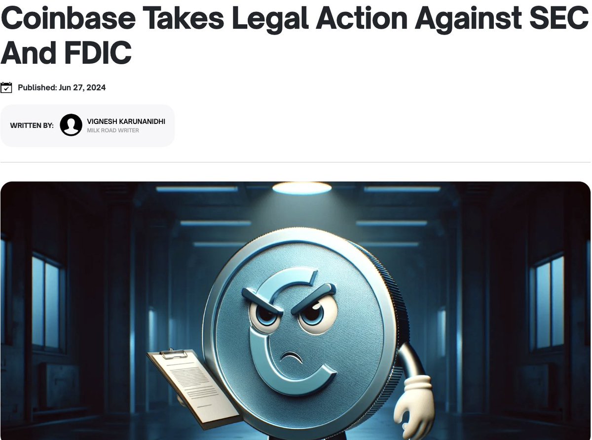 SaferCrypto's tweet photo. ⚖️🔥 Coinbase takes legal action against the SEC and FDIC!
What sparked this bold move and what could it mean for the crypto industry? 🧐💼
Click here to learn more: https://t.co/mBinPhzEv7
#Coinbase #CryptoNews #SEC #FDIC #Blockchain #LegalAction #CryptoTrends #MilkRoad https://t.co/F1fEOtEL9Q