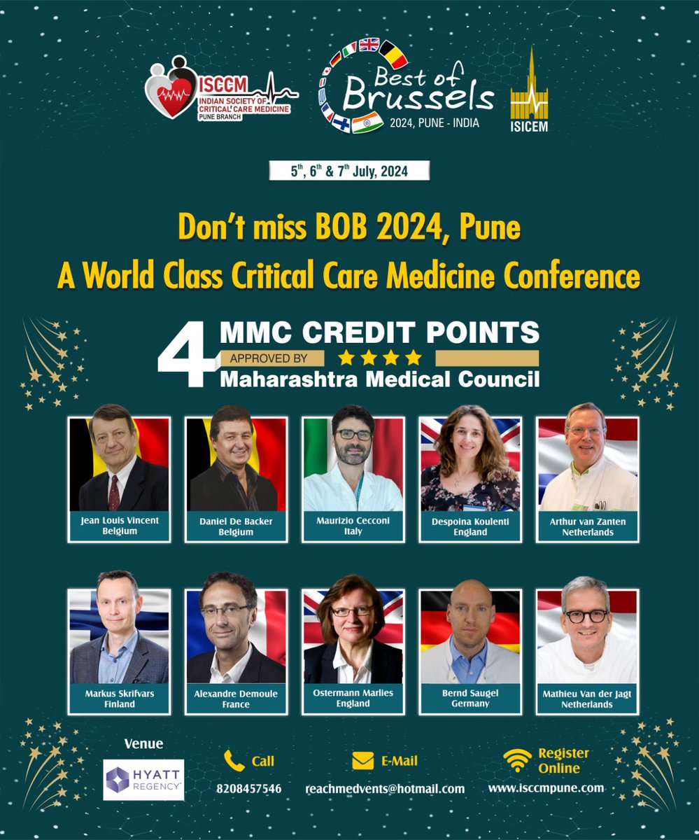 Dear Friends, Welcome to Pune in July 2024, for the very Best in the World of Critical Care Medicine.

isccmpune.com/events/#163401…

# ISCCM Pune Branch &amp; the Organizing Team of Best Of Brussels Pune