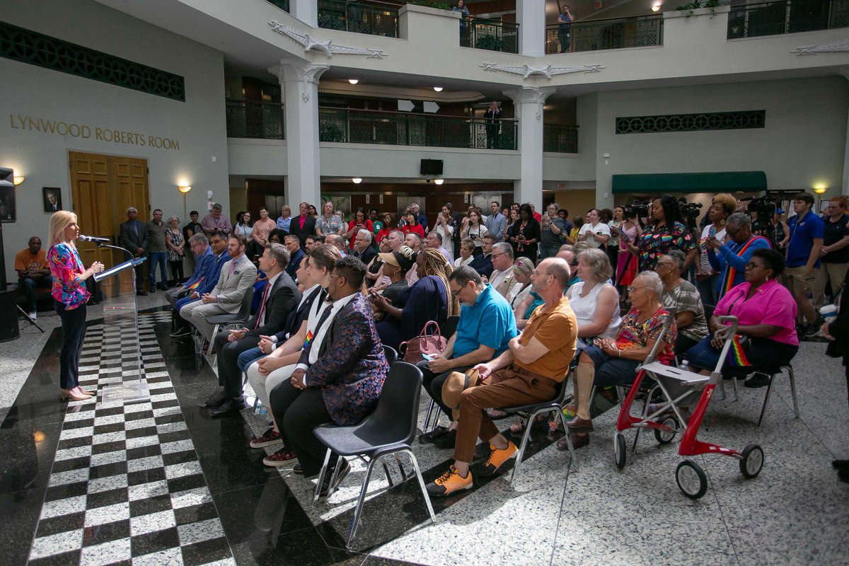 MayorDeegan's tweet photo. Happy Pride Jacksonville 🏳️🌈 As we celebrated in City Hall today, it was evident that love will always win - this month and every month. Let’s keep advocating for equality, challenging prejudice, and standing in solidarity with our LGBTQ+ friends and neighbors.
To do that, we need your voices at the table. So in that spirit, I’m excited to announce the creation of the Mayor’s LGBTQ+ Advisory Board. This board will be made up of 11 individuals who will act as a liaison between the LGBTQ+ community and City government. My hope is that this will help us take another step toward full equality and creating opportunities for everyone.