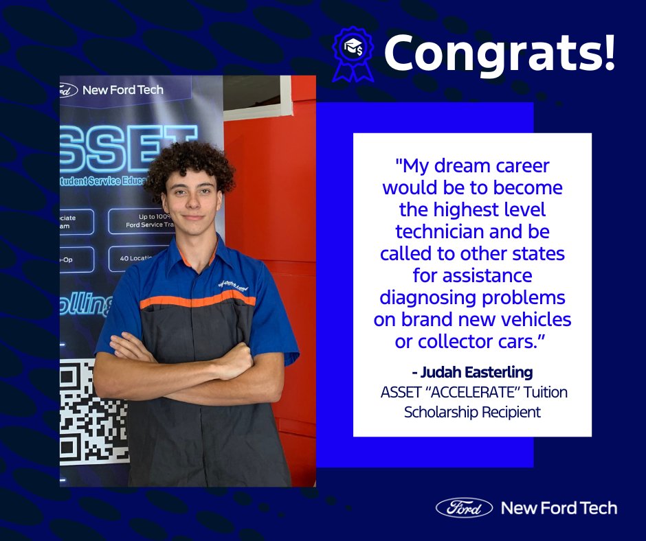 NewFordTech's tweet photo. #FindYourPathFriday Congrats to these SCHOLARSHIP recipients - Judah, Justin, Ryder and Joshua!🎉💰 Thank you for finding your path and pursuing a career as #autoservicetechnicians!
They've found their path, have you? 👀 Explore scholarship opportunities: https://t.co/TahuqLI6oe https://t.co/7N1lJrCUoP