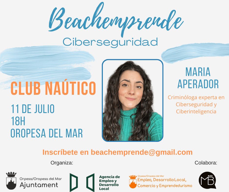 El próximo 11 de julio en #Beachemprende #ciberseguridad contaremos con la criminóloga experta en ciberdelincuencia <a href="/maria_aperador/">María Aperador | Criminología</a> 

Te esperamos inscríbete aquí gratuitamente eventbrite.com/e/beachemprend…