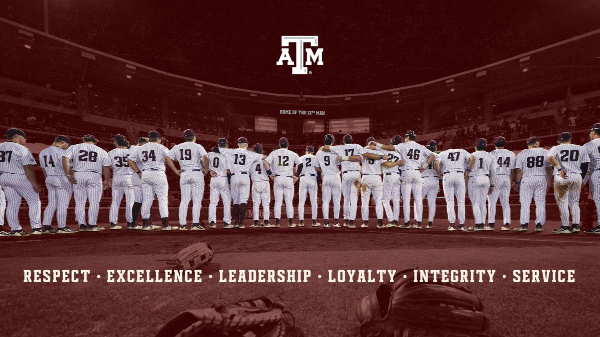 We are proud to celebrate our @Aggiebaseball team, who embody the Core Values that Texas A&amp;M stands for. 

Join us today, as Aggies everywhere show their support for the true Aggie Spirit exhibited by the players not just in Omaha, but every day. #12thMan