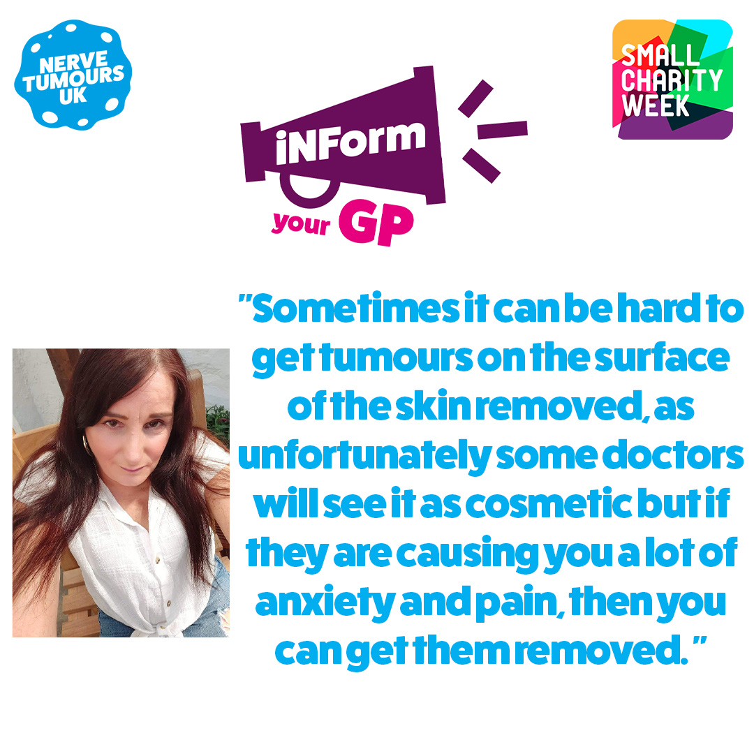 NervetumoursUK's tweet photo. #SmallCharityWeek
It’s important for your GP to listen to your concerns about how #NF is affecting you. 
Our Specialist NF Support Network are there to support you. They can advise GPs &amp; ensure that medical professionals have up to date guidance.
#NFSupport 
@SmallCharity_Wk https://t.co/Ybrk2h4kO9