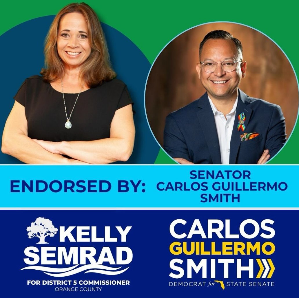 VoteKellyD5's tweet photo. ENDORSEMENT ALERT! Thank you Senator Elect Carlos Guillermo Smith for this incredible honor. To receive your endorsement is to receive recognition from a true leader that I admire! I value and appreciate your support @CarlosGSmith https://t.co/gzWJ5ewOgW