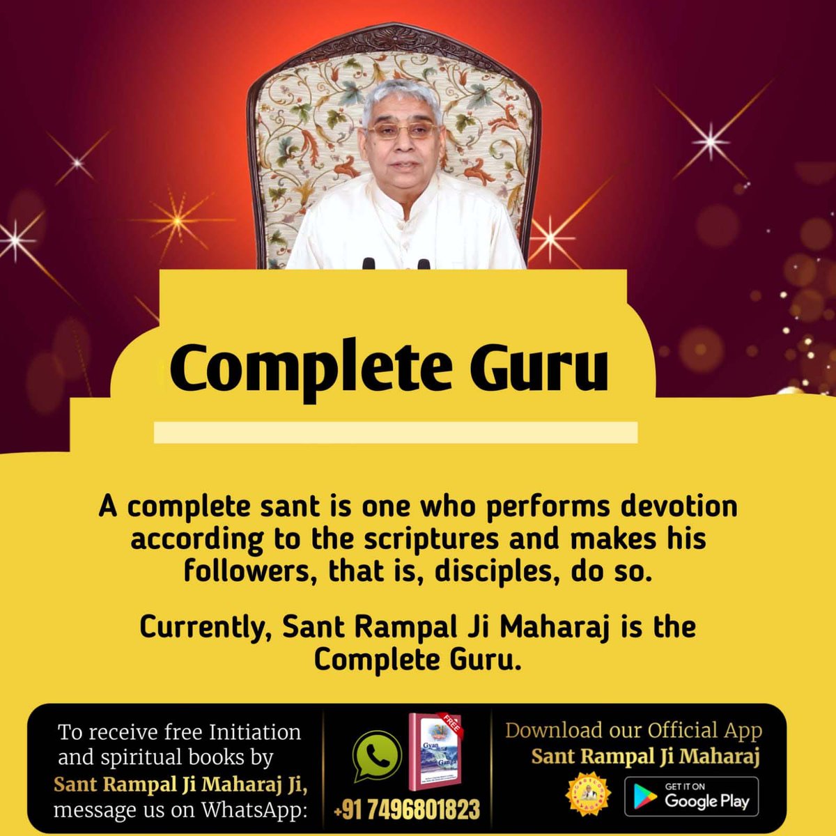 #पूर्ण_गुरु_से_होगा_मोक्ष
Everyone should seek out a complete Sant and accept Him
as their guru in order to attain moksha. Currently, Sant
Rampal Ji Maharaj is the only complete guru.
True Guru Sant Rampal Ji