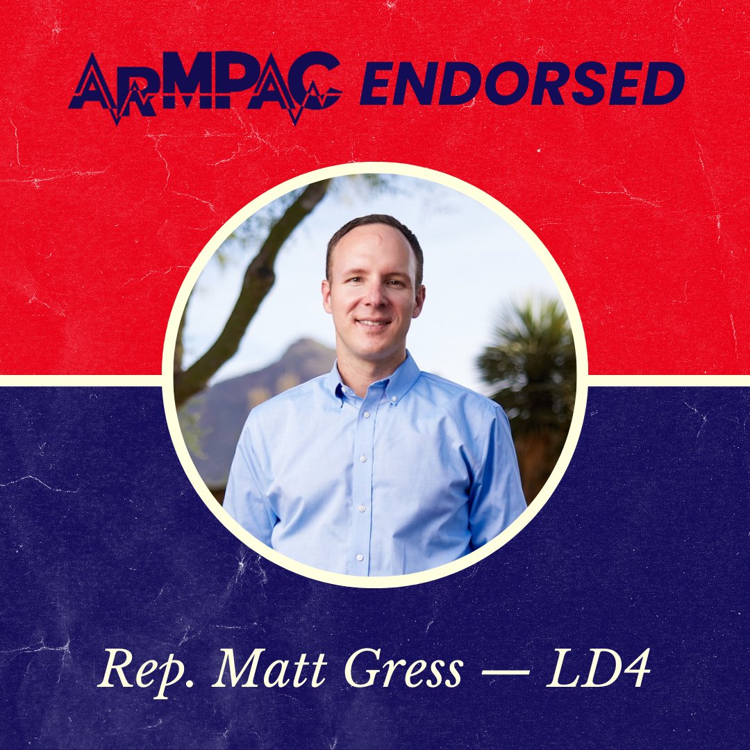 ArizonaMedPAC's tweet photo. Representative @MatthewGress is #ArMPACendorsed!
His commitment to working across party lines on policies that improve health care access in Arizona makes him a great candidate for AZ's Legislative District 4. Learn more: https://t.co/bJzlop5xh8
#ArizonaPrimaryElection https://t.co/3R8MhYZWDD