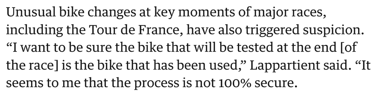 cleans_letsrun's tweet photo. Incredible that the UCI now suspect that motors may have been used in the Tour de France.

Reply to this post with any bike change incidents you can remember which were surprising.

#motorDoping 

https://t.co/9ug7FG7HPg https://t.co/Io6OTyaHJm